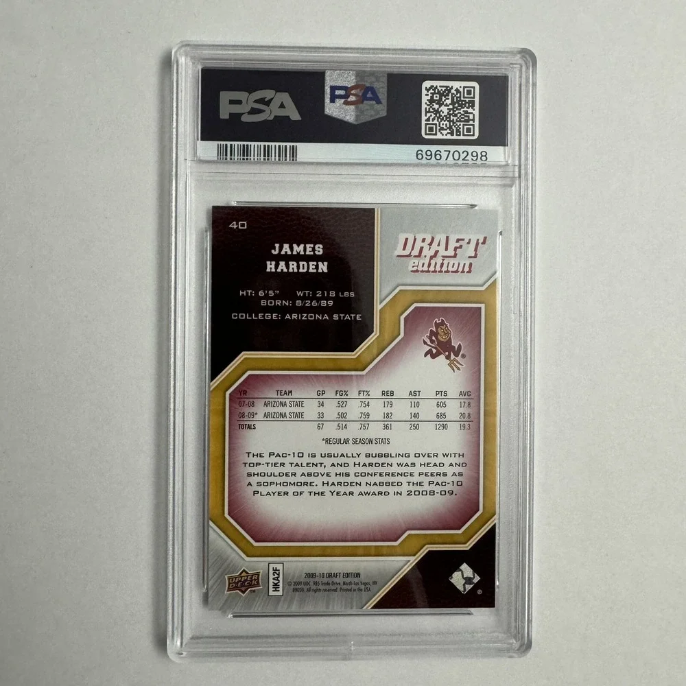 JAMES HARDEN 2009-10 UPPER DECK DRAFT EDITION #40 ROOKIE PSA 10 GEM MINT